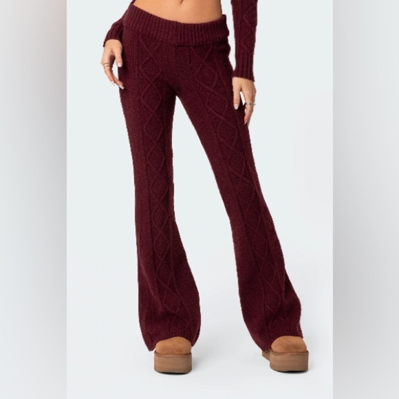 Edikted Women's Burgundy Knit pants - Picture 5 of 6